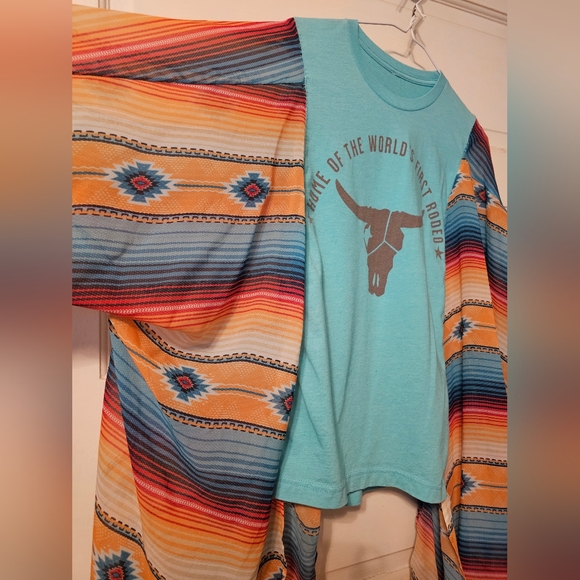 Turquoise Rodeo Graphic Kimono Tee - Picture 3 of 5